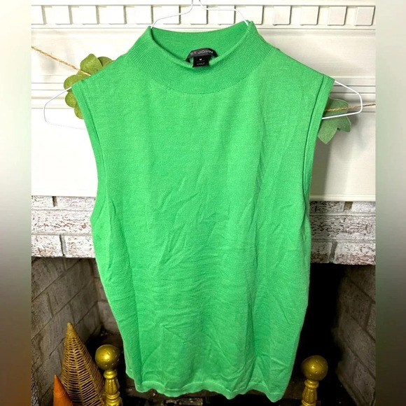 St. John 100% cashmere green sleeveless tank top soft comfortable women’s M - Picture 1 of 4